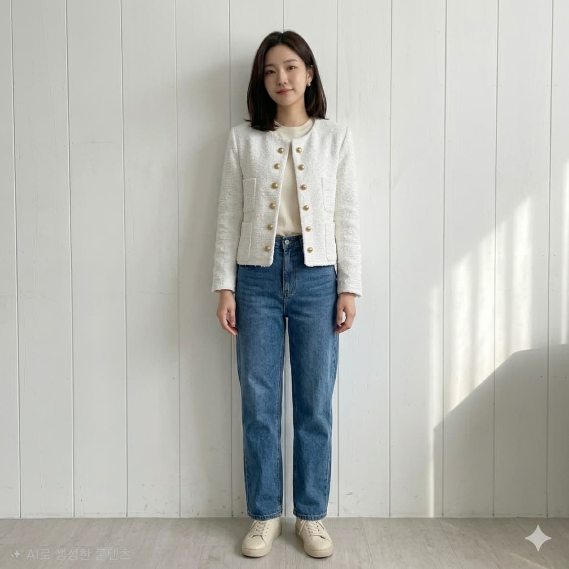 스타일난다(STYLENANDA) 노칼라 트위드 자켓 상품이미지1