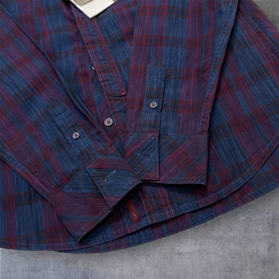 아르마니 익스체인지 네이비 퍼플 체크 슬림핏 셔츠 S(90) 상품이미지5