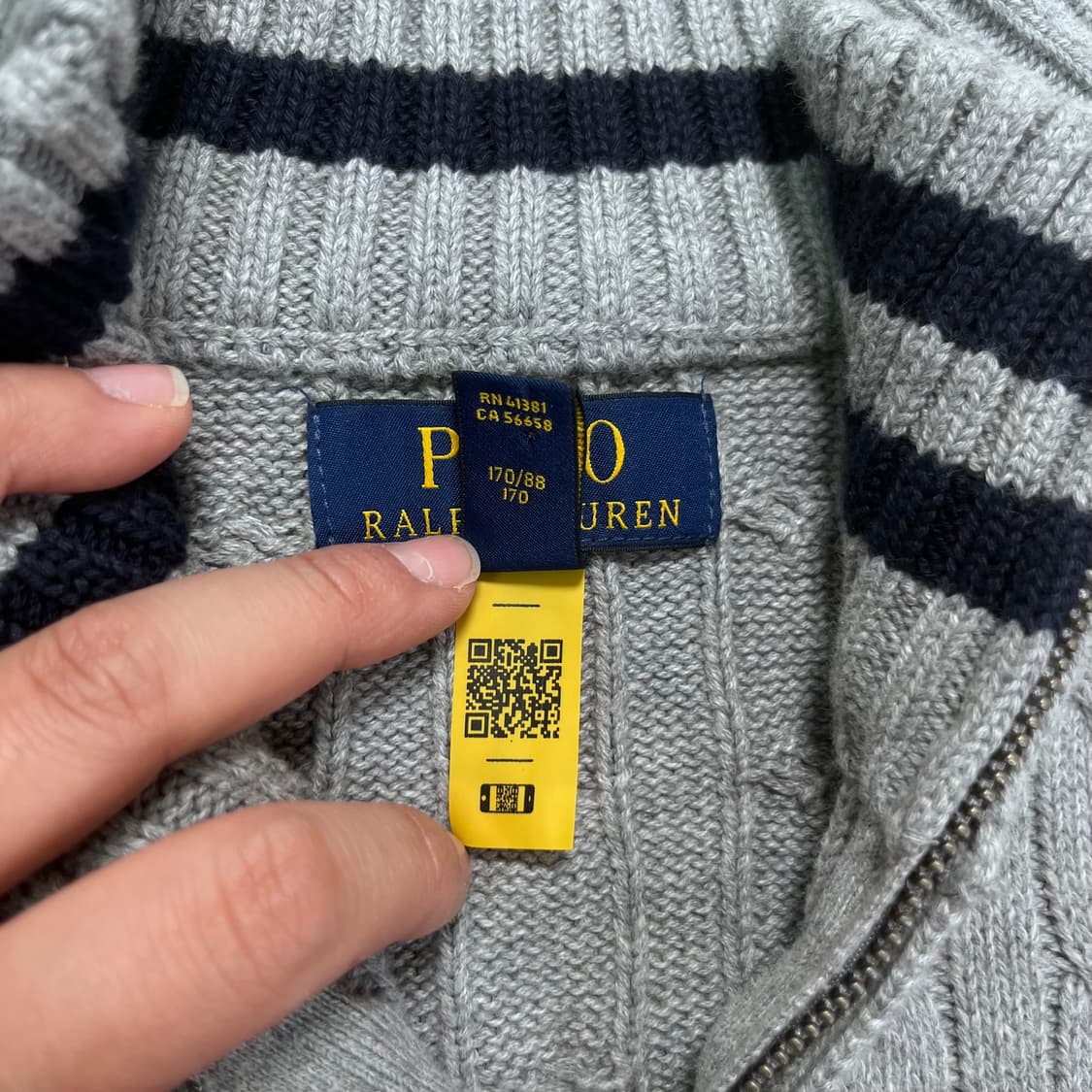 95 폴로랄프로렌 신형라벨 꽈배기 반집업 니트 상품이미지3