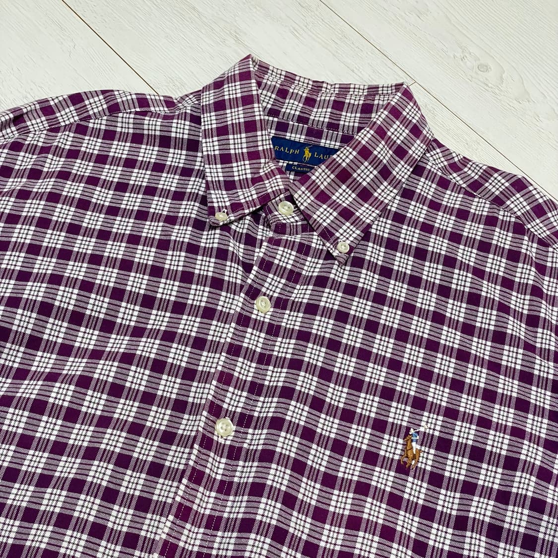POLO 폴로 랄프로렌 포플린 퍼플 체크 셔츠 상품이미지1