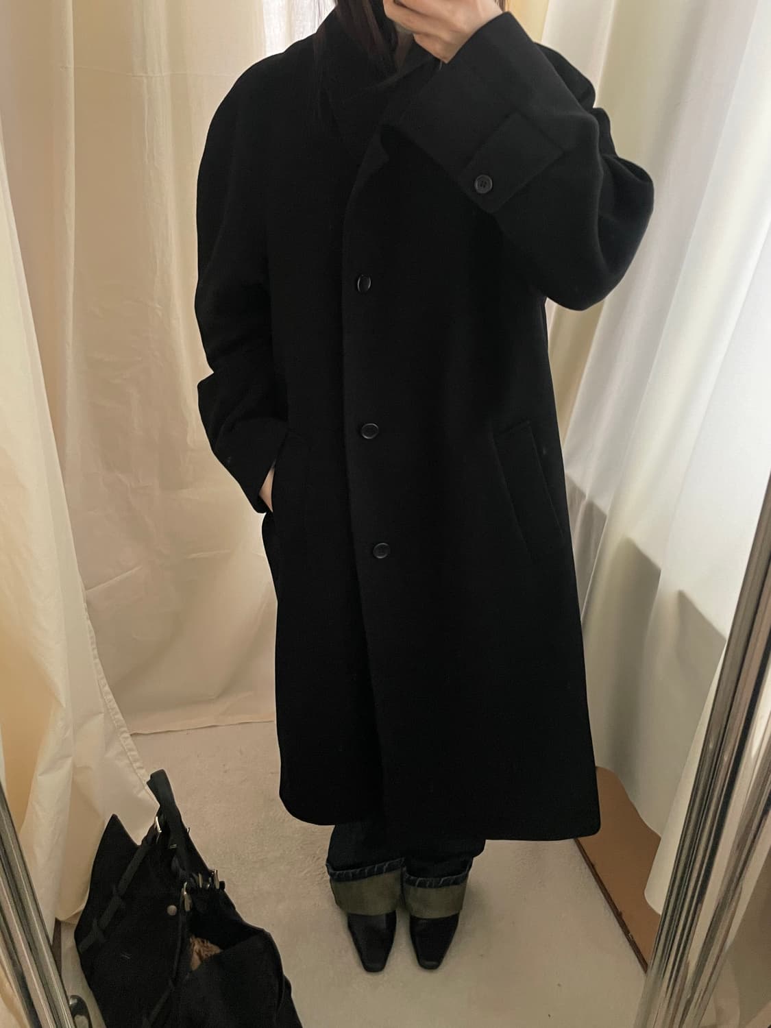 vintage black cashmere balmacaan coat 상품이미지10