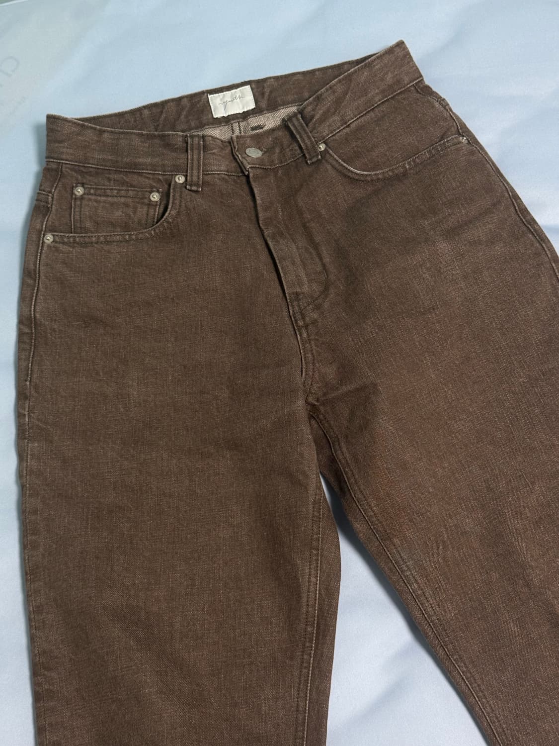 유스 브라운 스트레이트 데님 S 상품이미지1