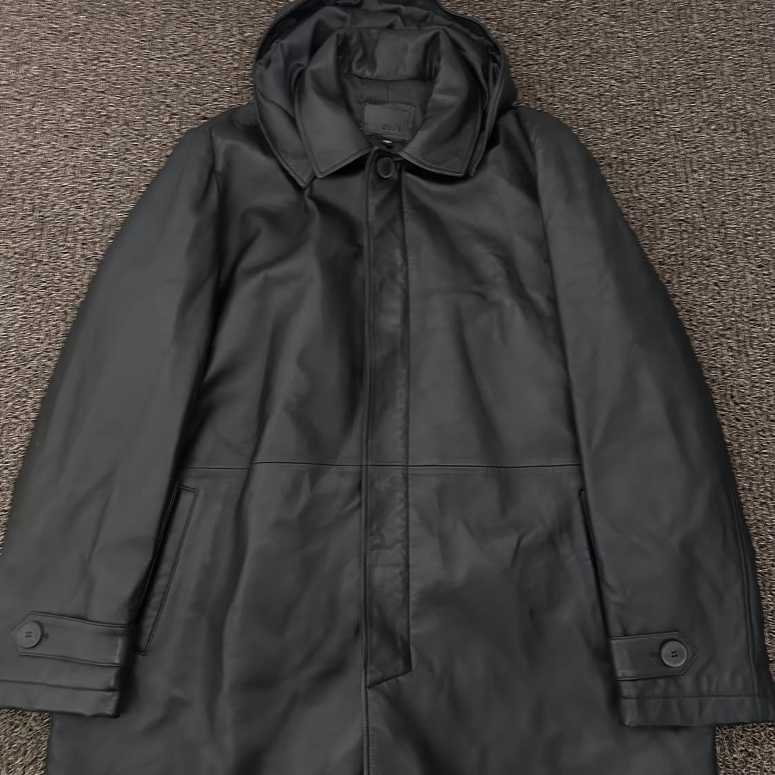 ROBO 로보 남성 양가죽 후드 코트 자켓 블랙 110(2XL) 상품이미지2