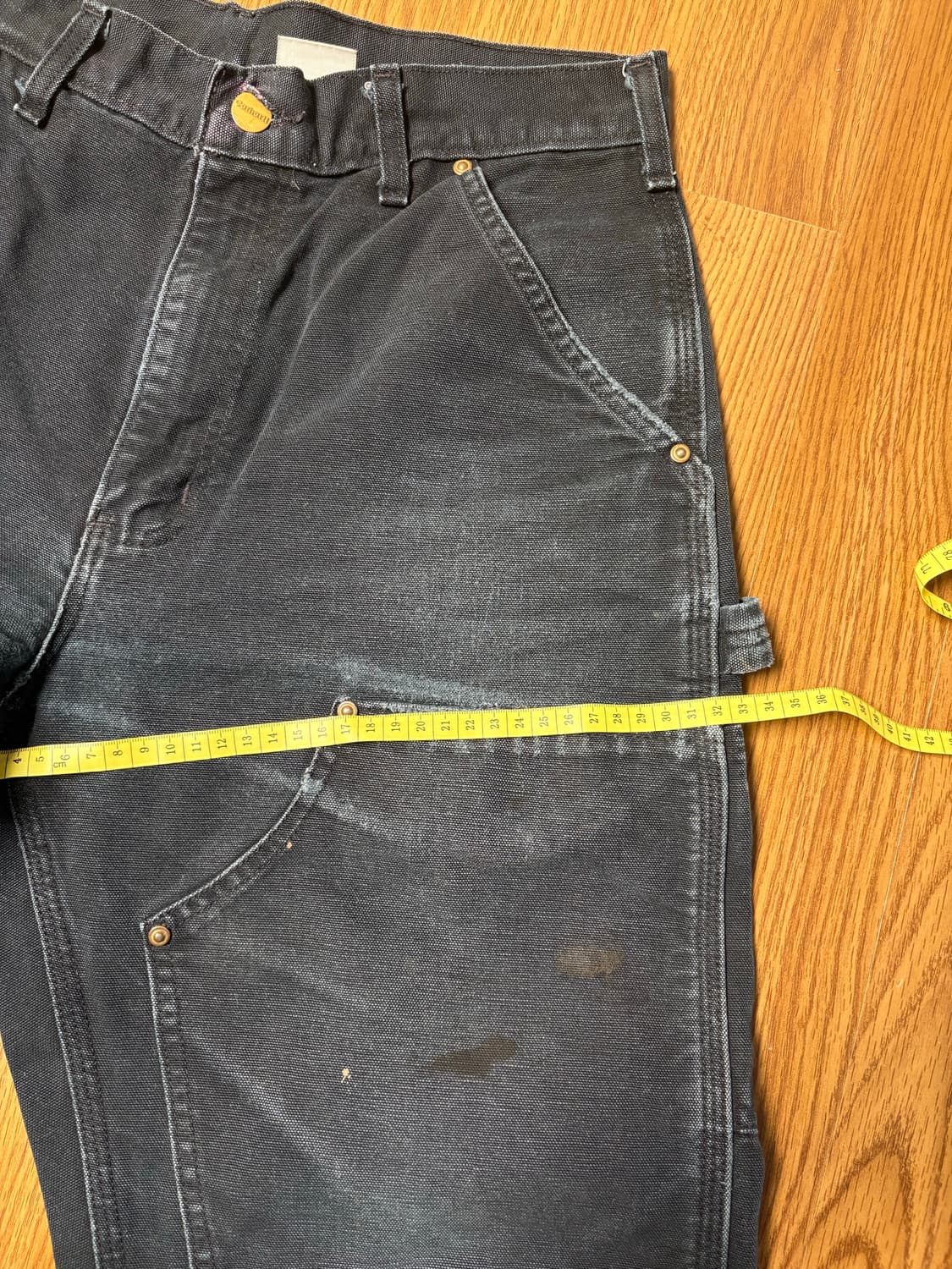 [B01] USA 빈티지 칼하트 더블니 블랙  덩가리핏 32x30 상품이미지8