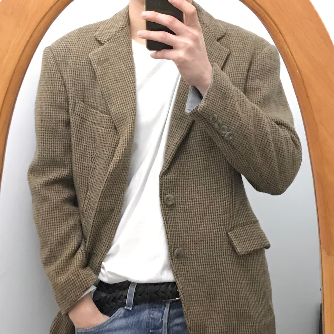 80s USA 폴로랄프로렌 투버튼 발리콘 트위드 울 자켓 남성 105 상품이미지9