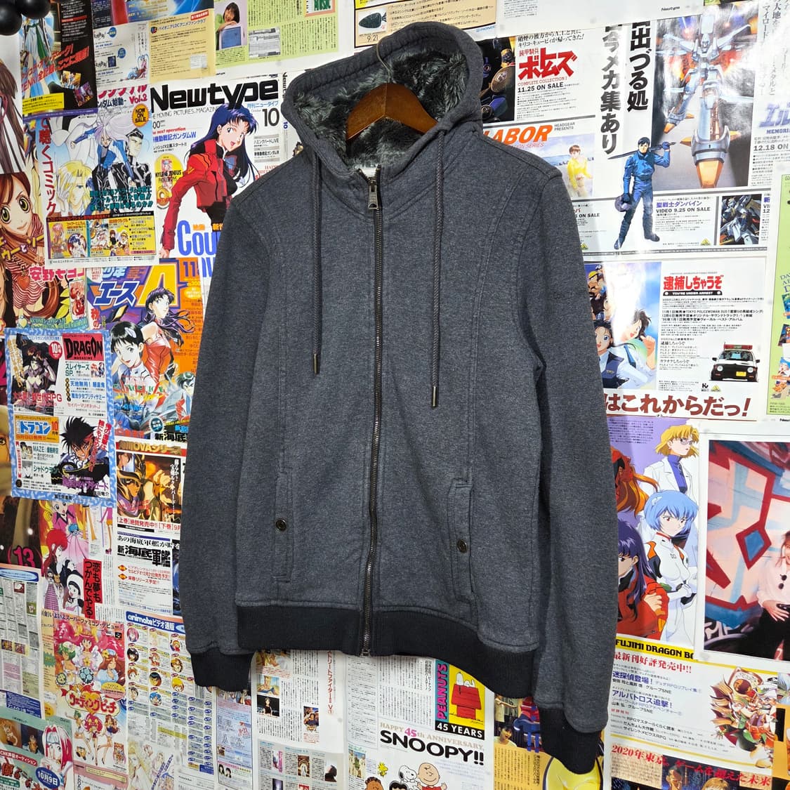 캘빈 클라인 차콜 기모 절개 후드집업 상품이미지2