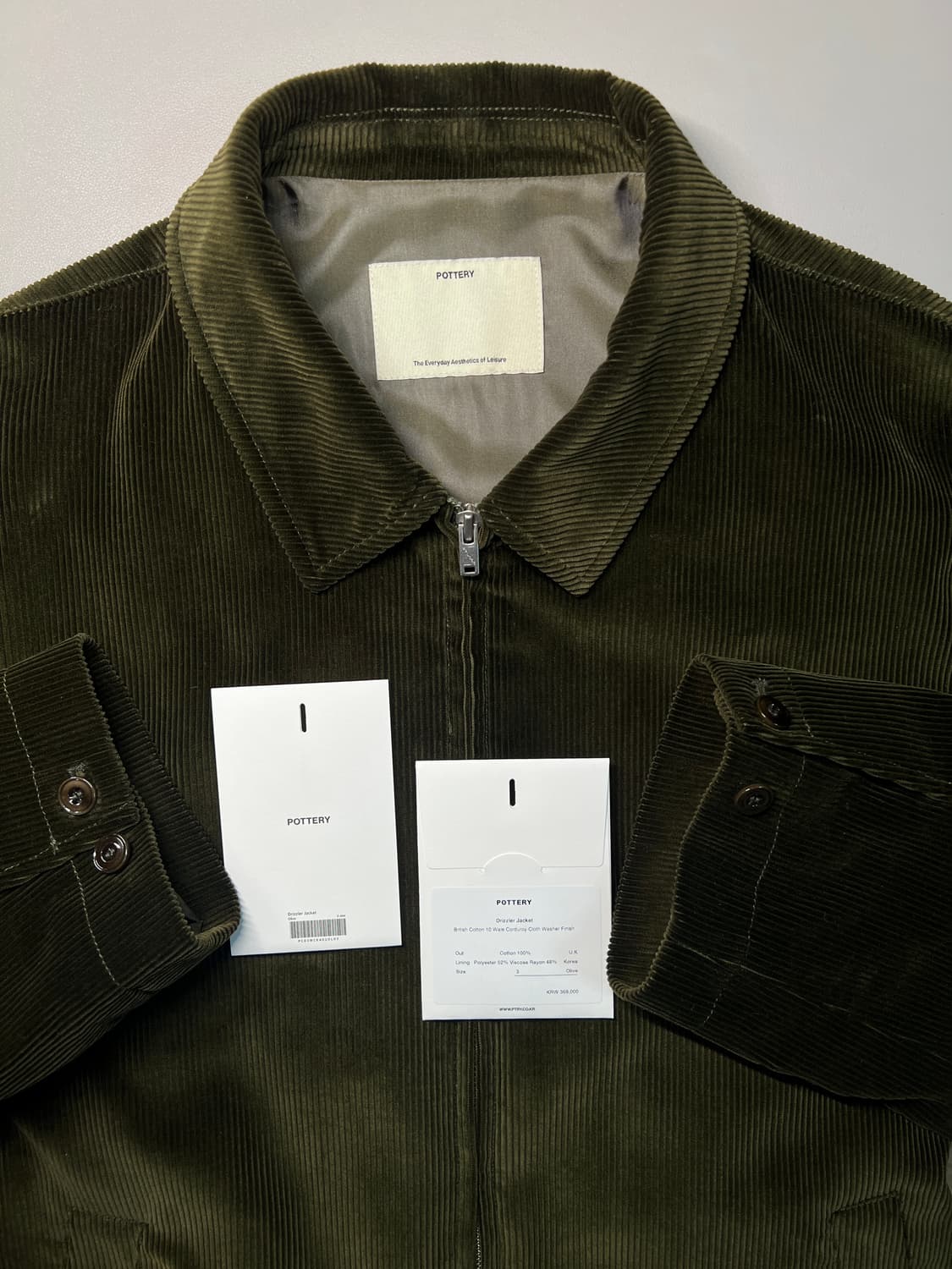 포터리 코듀로이 드리즐러 자켓 올리브 새상품급 판매 (정가 36.9만) 상품이미지1