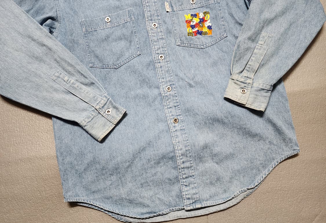 빈티지 미쏘니 스포츠  컬러퍼즐 포켓 데님 셔츠 상품이미지3