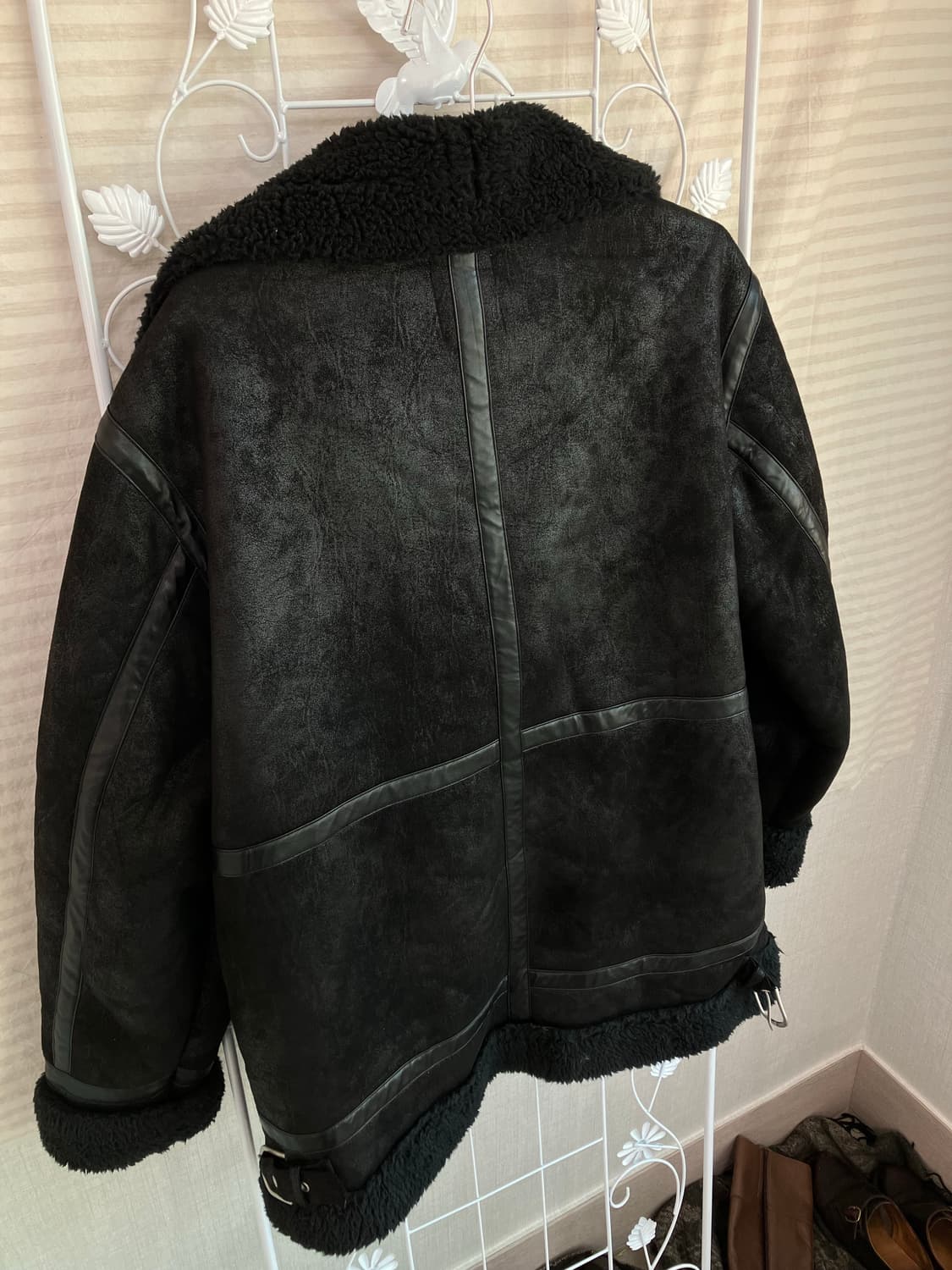 빈티지 블랙 기모 무스탕 y2k 스트릿 갸루 펑키 일본빈티지W-553  상품이미지6