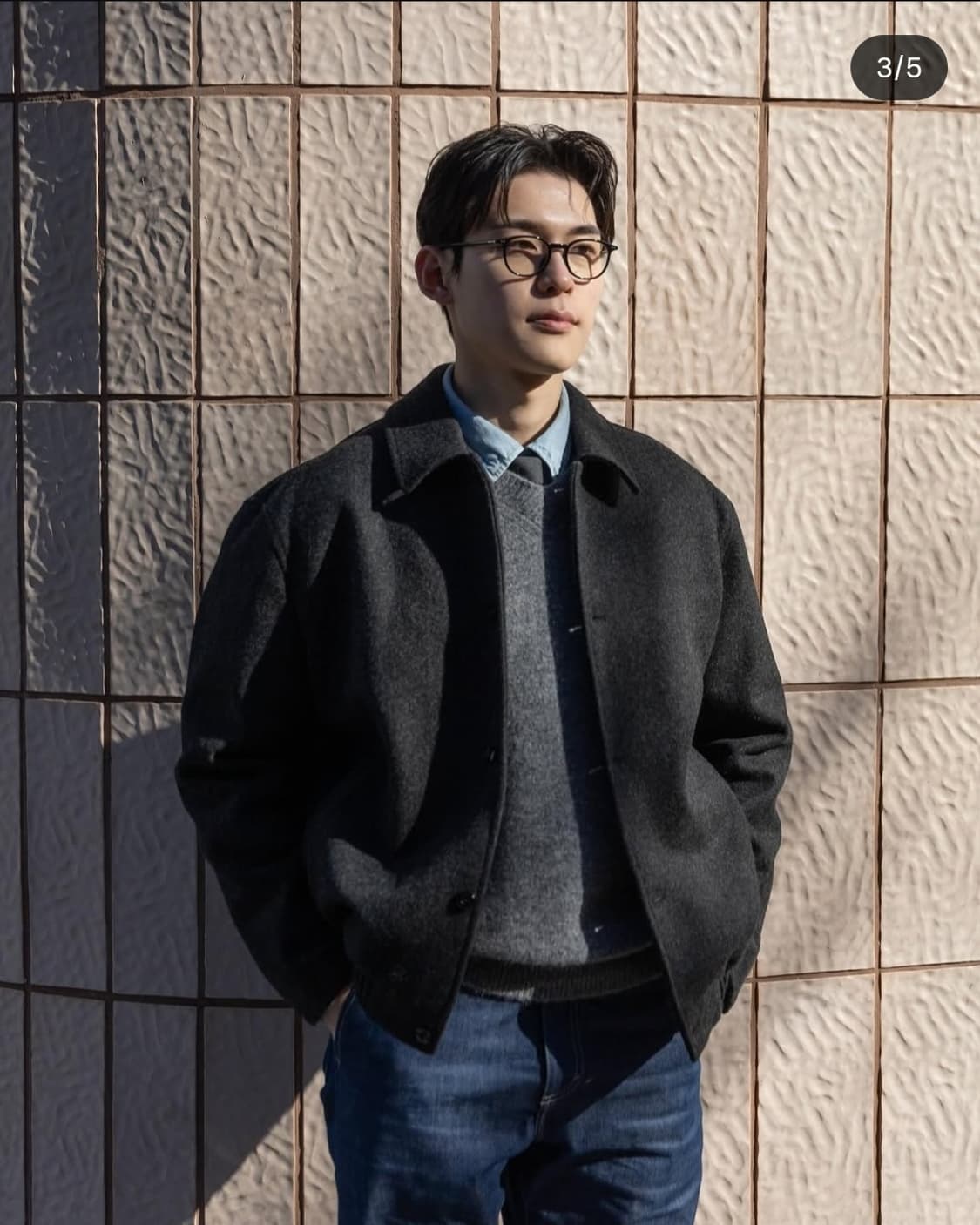 포터리 멜튼 울 블루종 멜란지네이비 3사이즈 상품이미지7