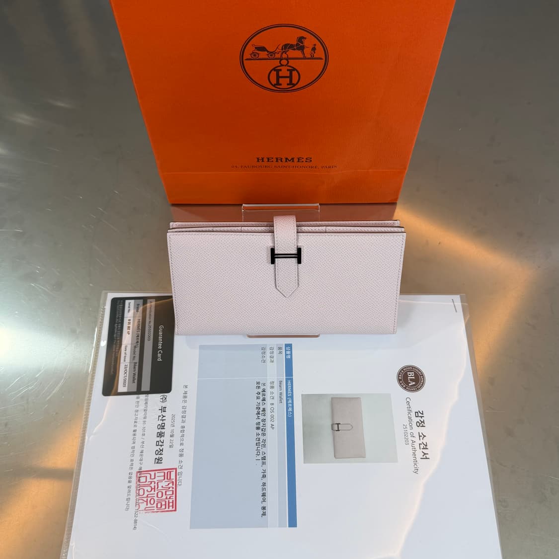 [리오브] 에르메스 베안 앱송 실버 로즈 사쿠라 장지갑 상품이미지1