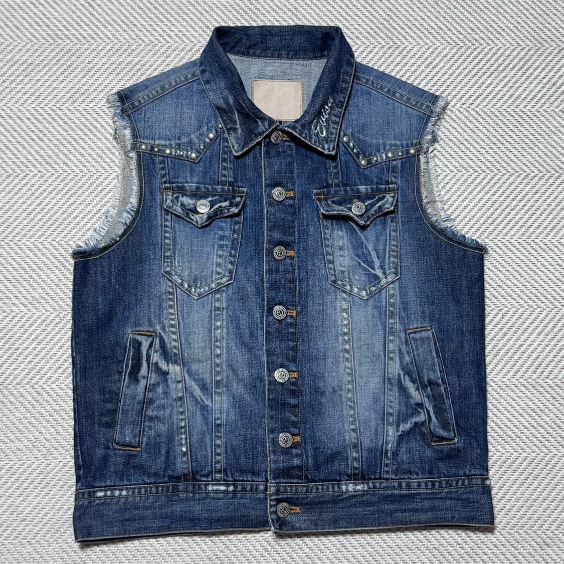 (L) Evisu 에비수 빈티지 웨스턴 데님 베스트 상품이미지4