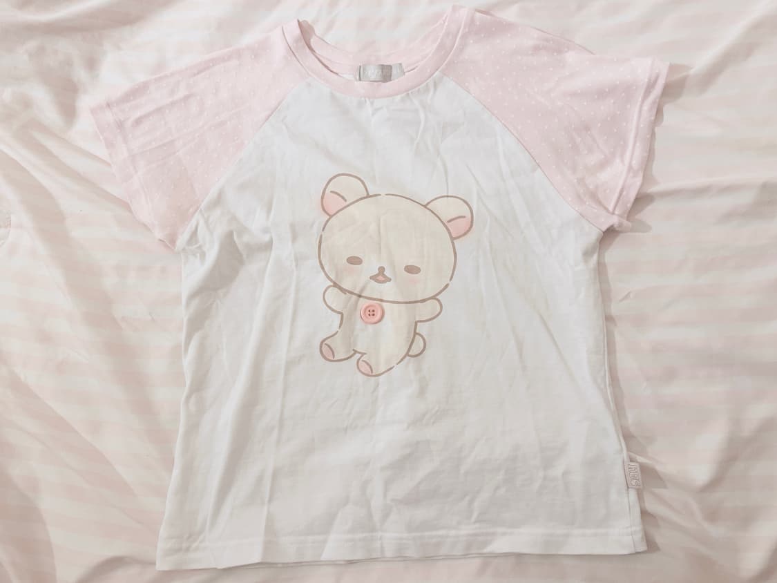 허그유어스킨 코리락쿠마 도트 레글런 티 상품이미지1