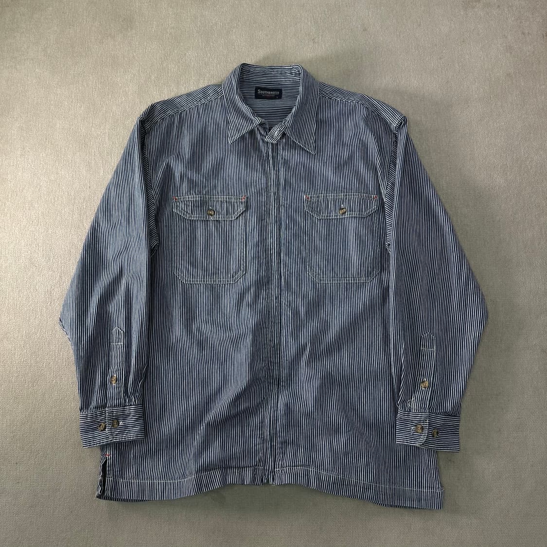 105 제팬 빈티지 90s 스트라이프 셔츠 자켓 상품이미지1
