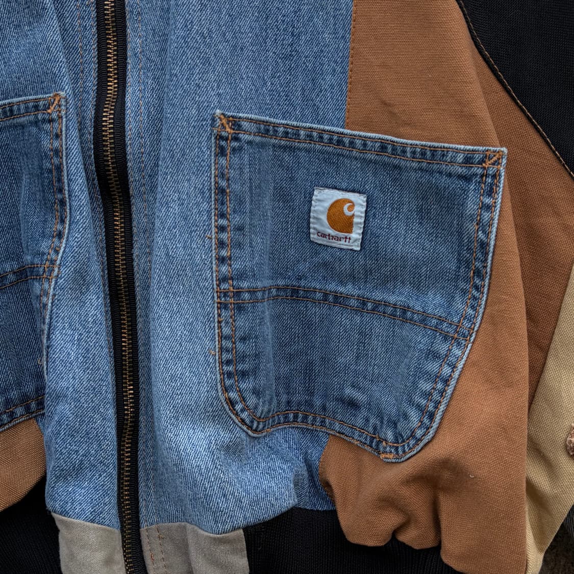 칼하트 리메이크 패치워크 워크 자켓 L 0206 상품이미지3