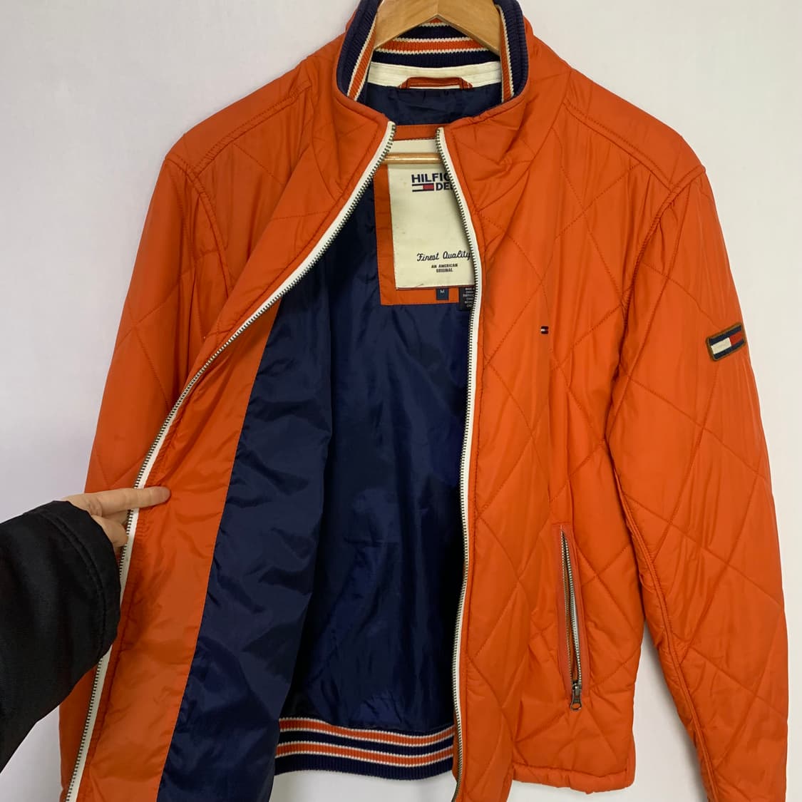 타미힐피거 퀼팅 점퍼 오렌지 경량 패딩 M 상품이미지6