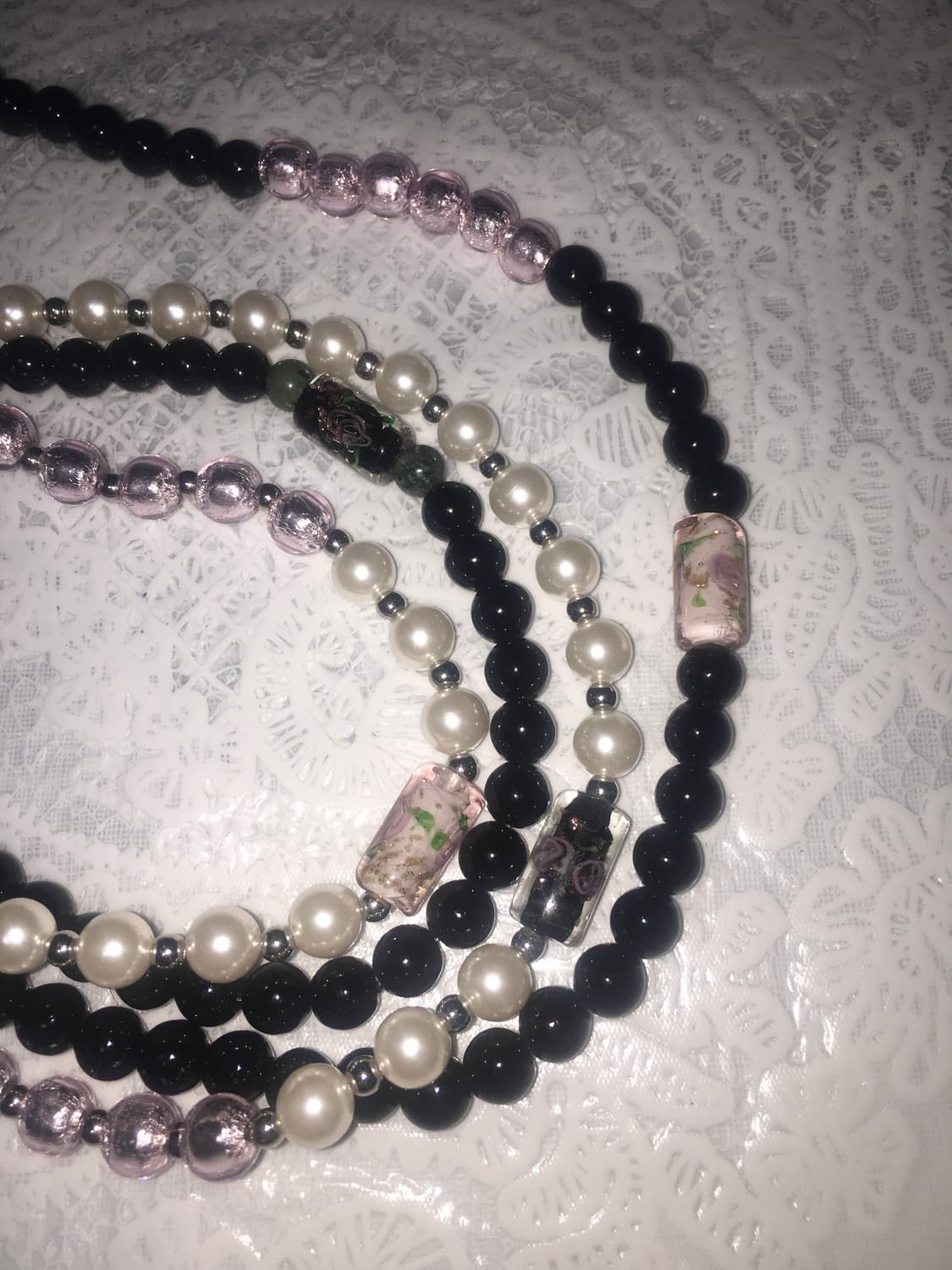 viburnum shop 오리엔탈 장미 목걸이(화이트/핑크) 상품이미지6