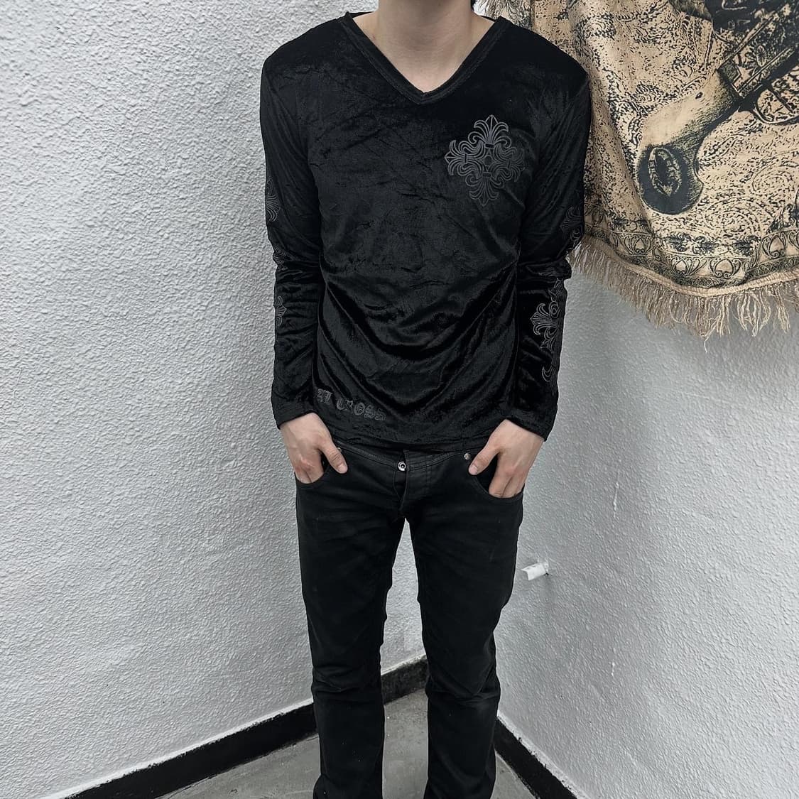 Cross velvet long sleeve 상품이미지6