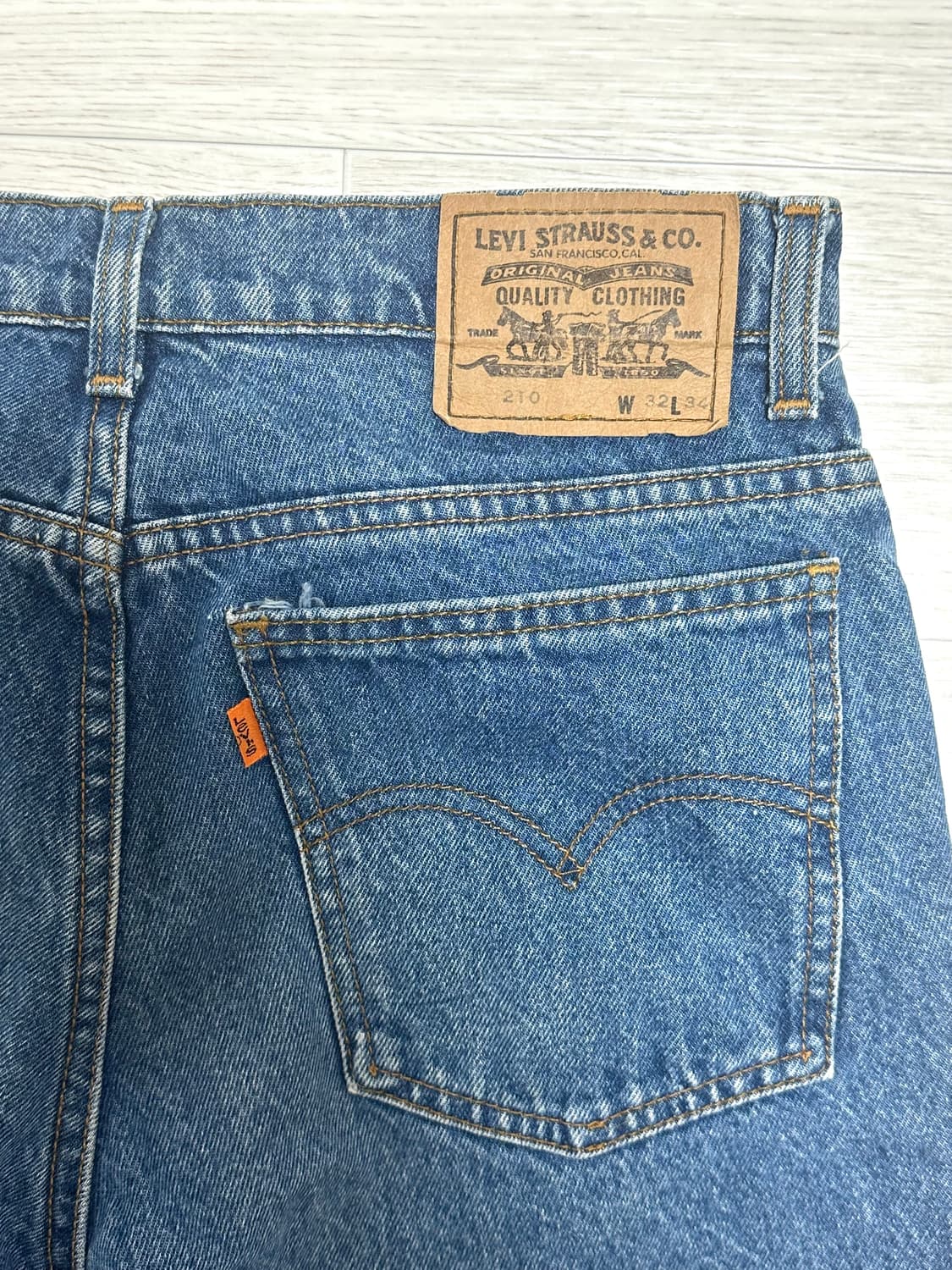 90s 리바이스 210-03 오렌지텝 데님 반바지 쇼츠 상품이미지4