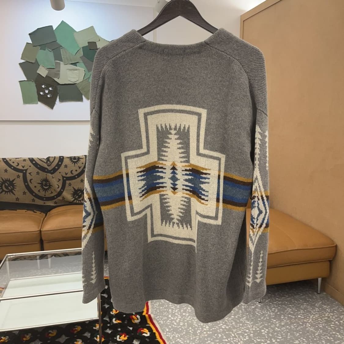 펜들턴 히피 나바호 사우스웨스턴 그레이 울 가디건 L C08043 상품이미지4