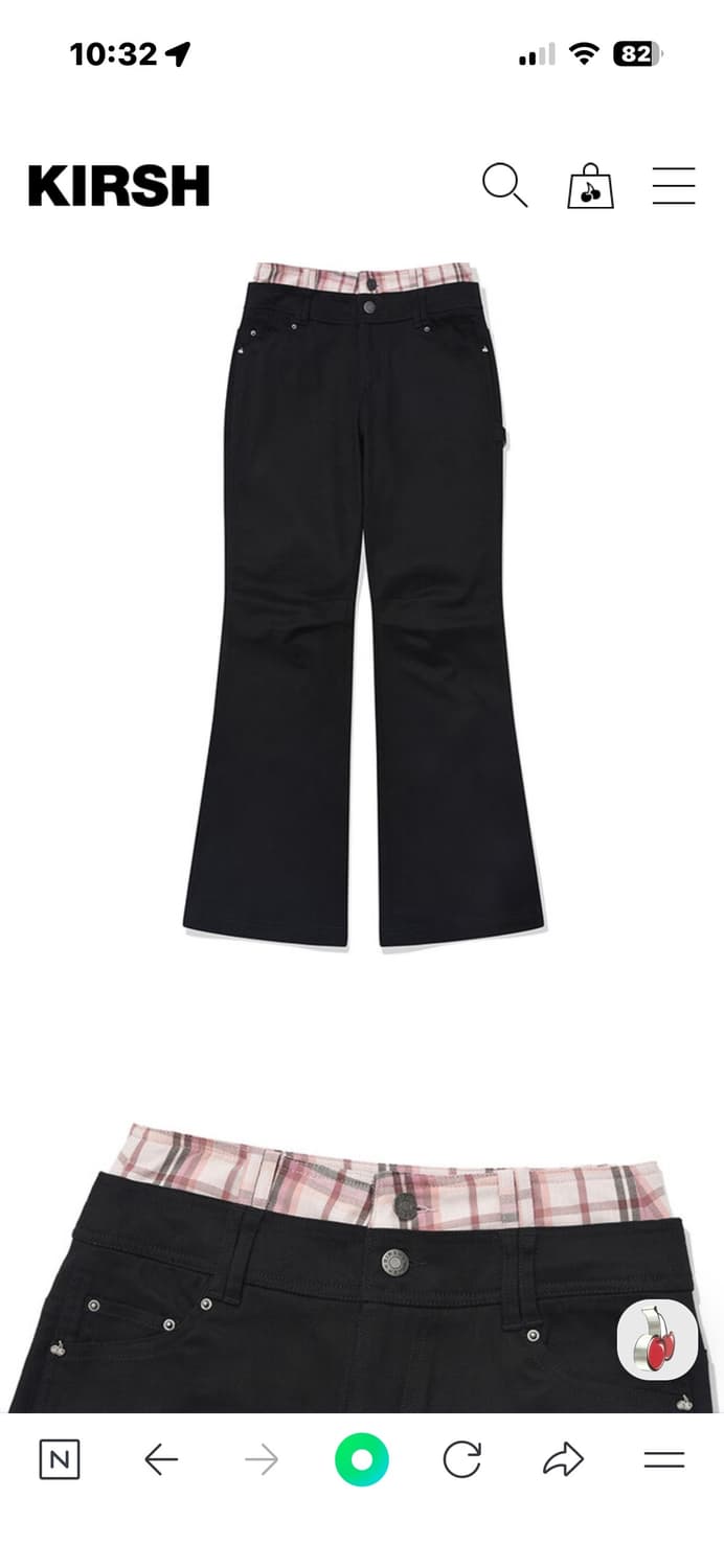 키르시 체크 레이어드 부츠컷 스판 팬츠 블랙 상품이미지2