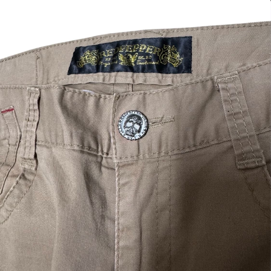 레드페퍼 y2k 락시크 십자자수 베이지 팬츠 상품이미지6