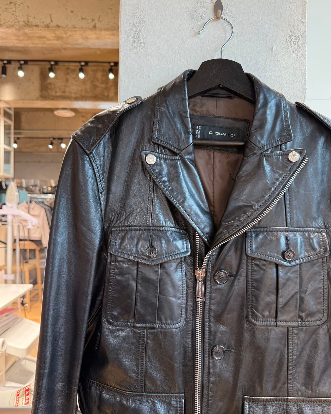 디스퀘어드2 블랙 램스킨 레더 자켓  상품이미지4