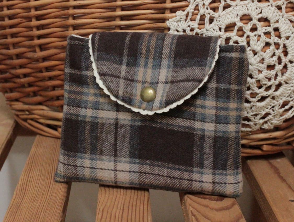 핸드메이드 레이스 체크 파우치 상품이미지1