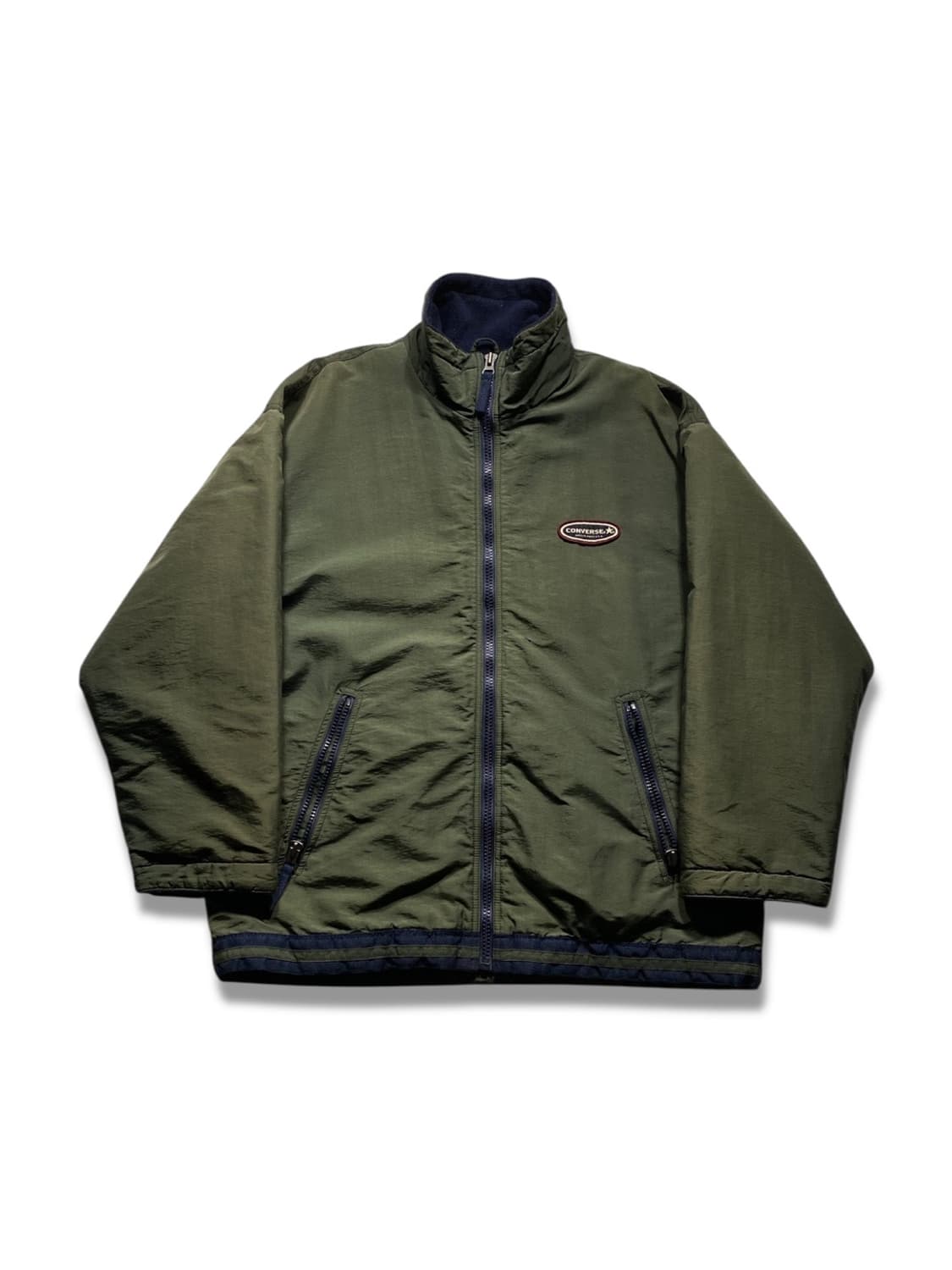 [L-XL] 90s Converse 컨버스 카키 나일론 집업 자켓 상품이미지1