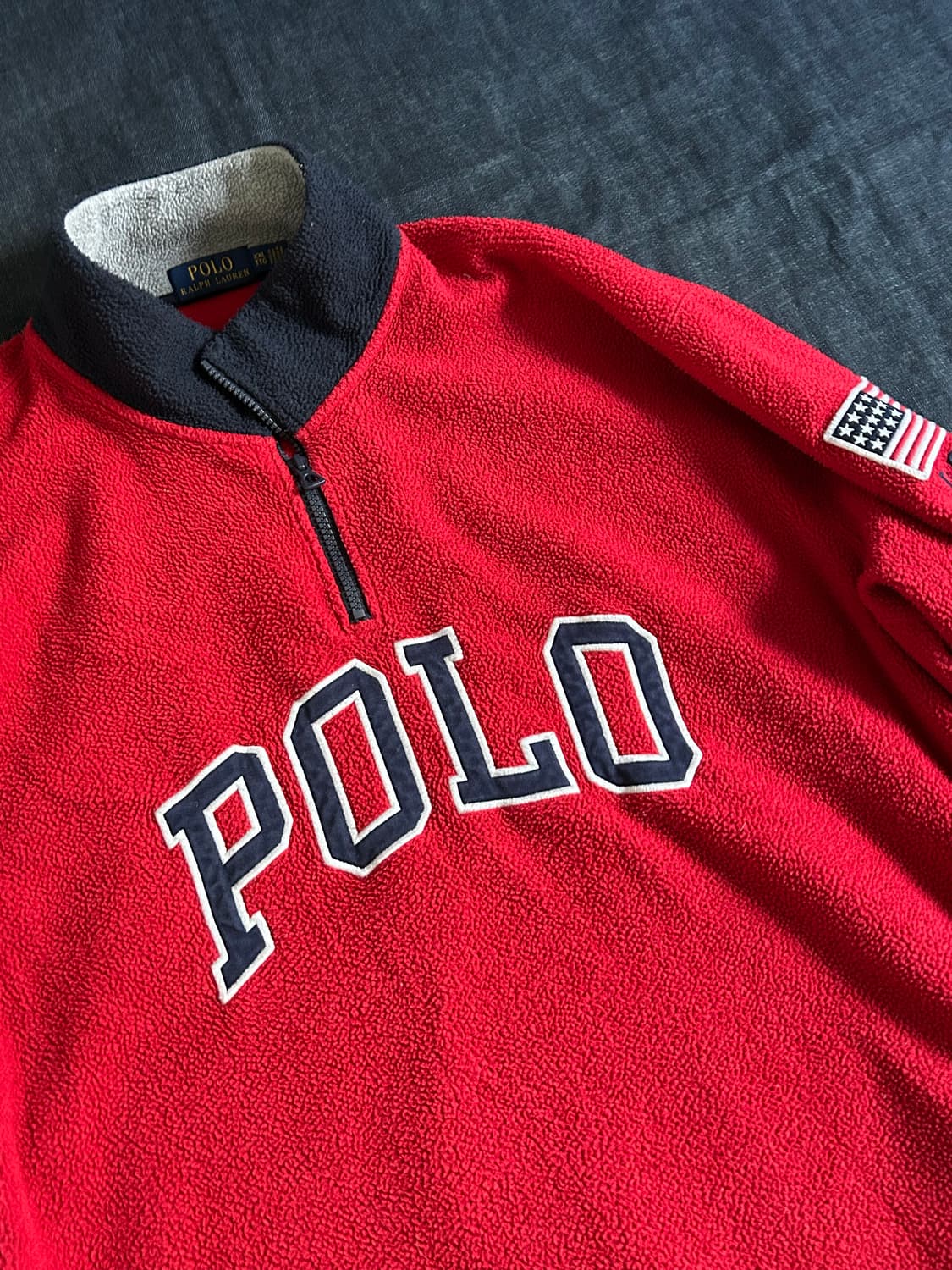 폴로랄프로렌 스펠 아웃 아치 로고 쿼터집 풀오버 플리스 상품이미지2