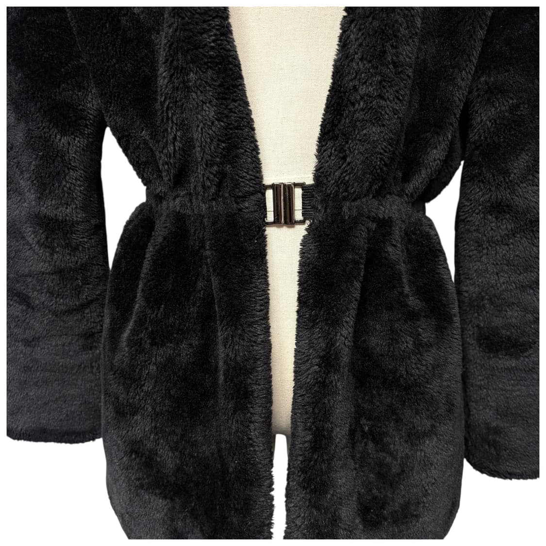 3727 블랙 벨트 버클 후드 퍼자켓 상품이미지3