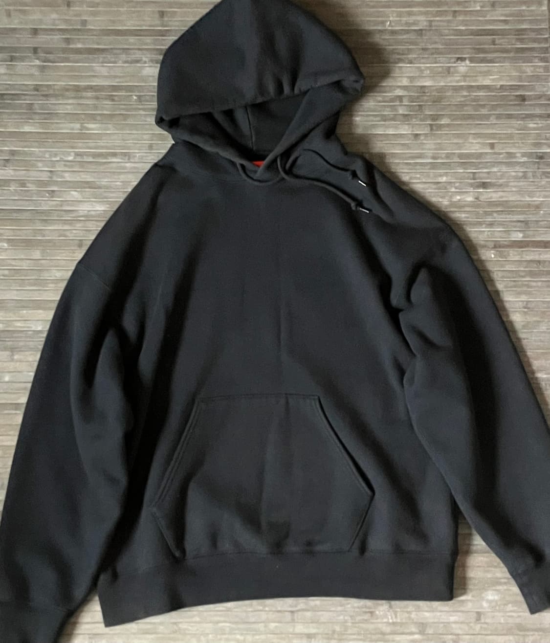 Heavy weight navy loose cotton hoodie 상품이미지1