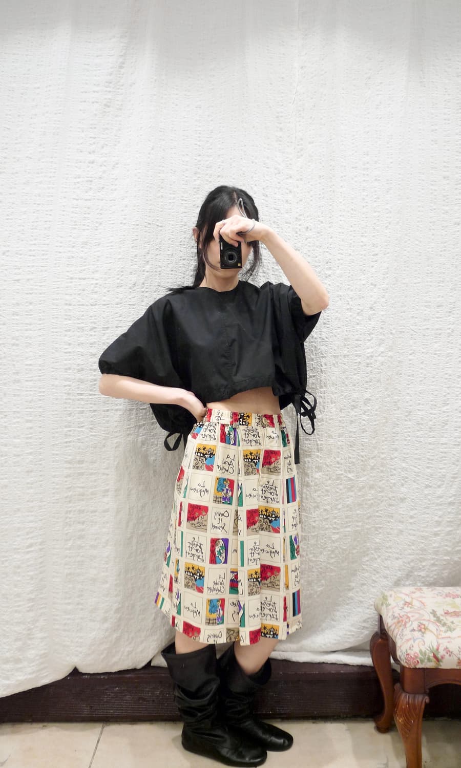 drawstring drape black blouse 상품이미지4