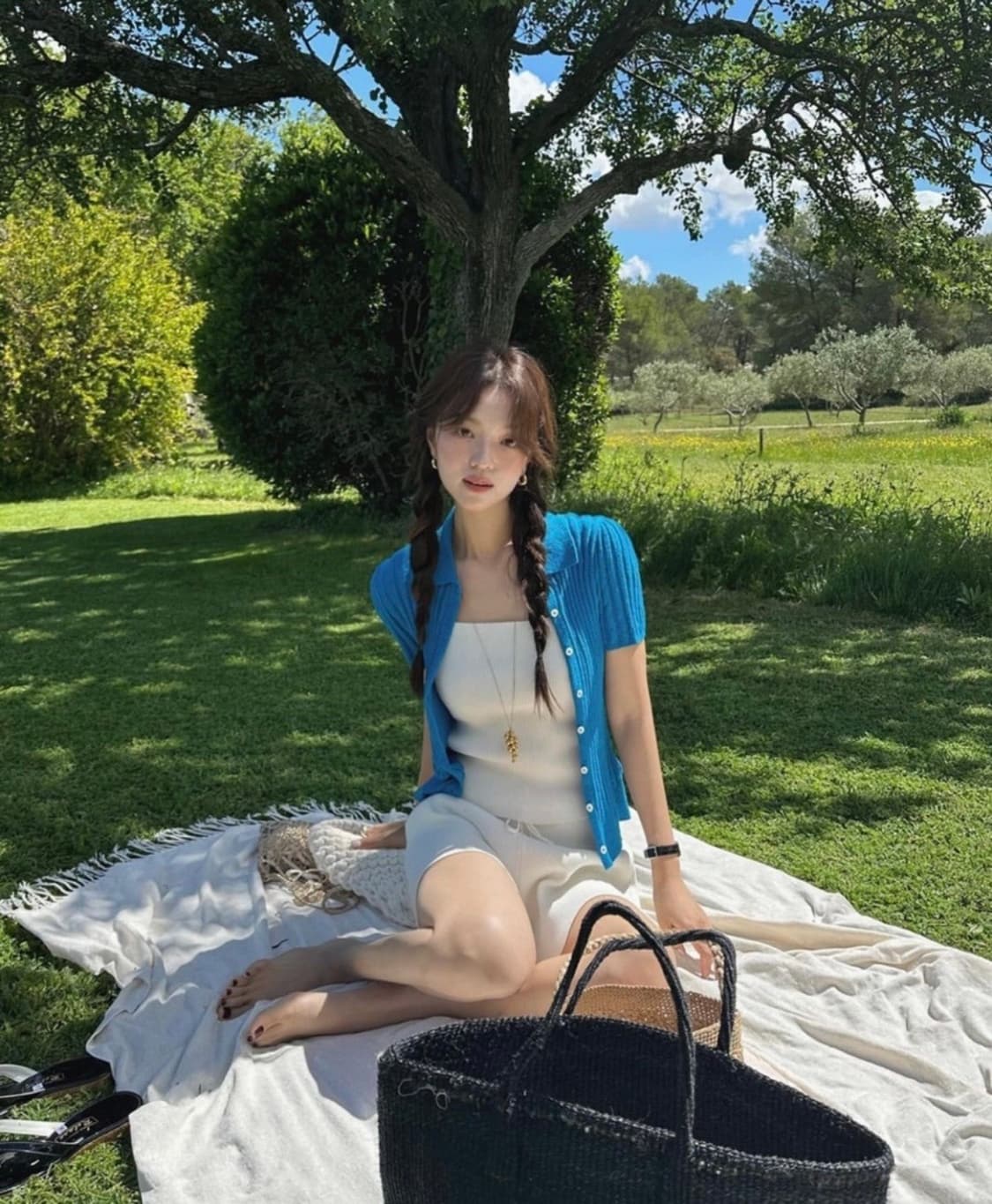 GED 게드 버튼 카라 니트 블루 S사이즈 (새상품, 택O) 상품이미지2