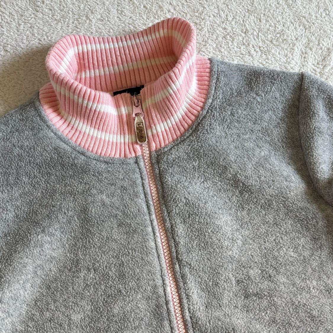 일본빈티지 ine 그레이핑크 회핑 후리스 집업 상품이미지5