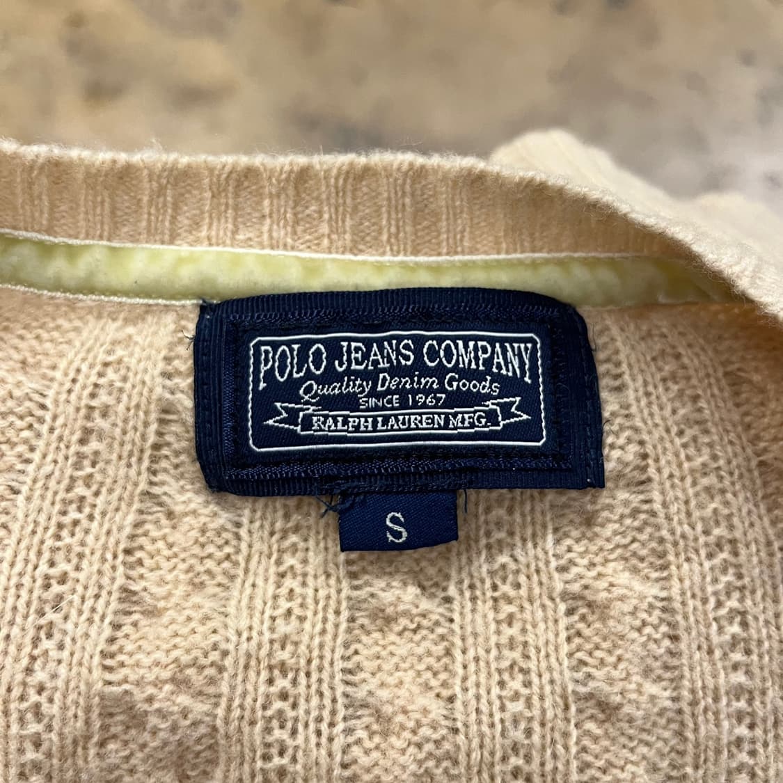 폴로 진스 컴퍼니 빈티지 베이지 브이넥 꽈배기 니트  상품이미지5