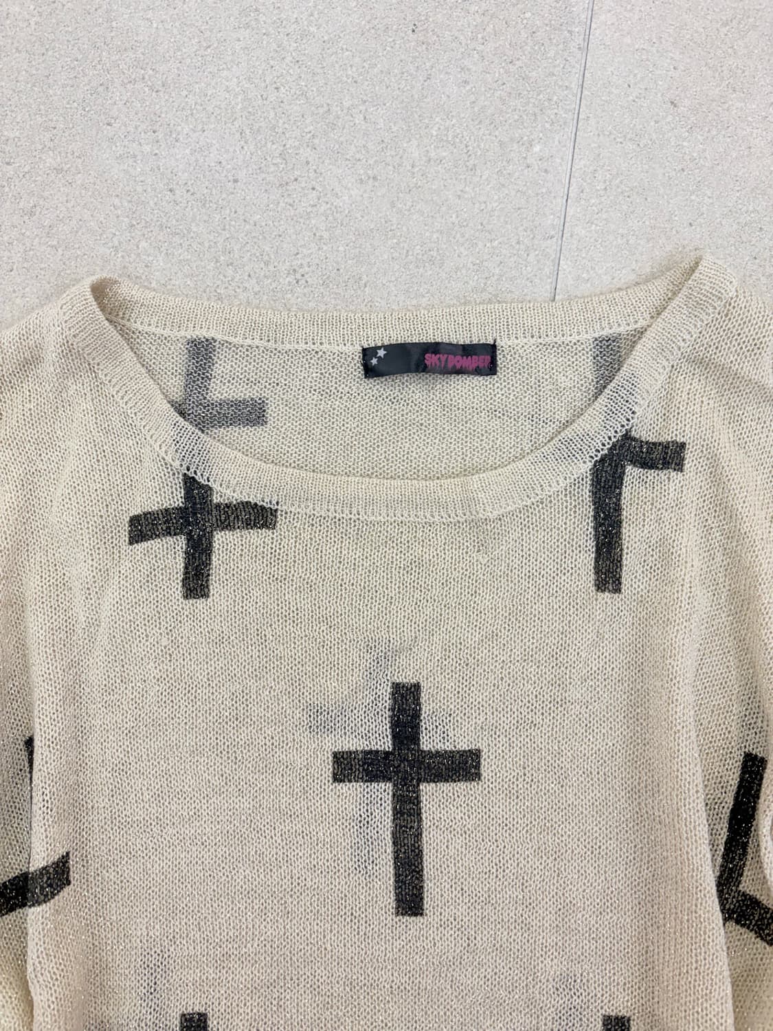 십자가 글리터 데미지 니트 상품이미지3