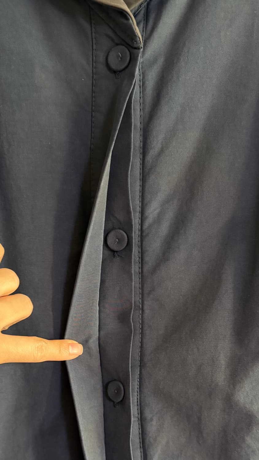 유니크 패치 디자인 빈티지 네이비 롱자켓 패딩 코트 솜 충전재 L사이즈 상품이미지3