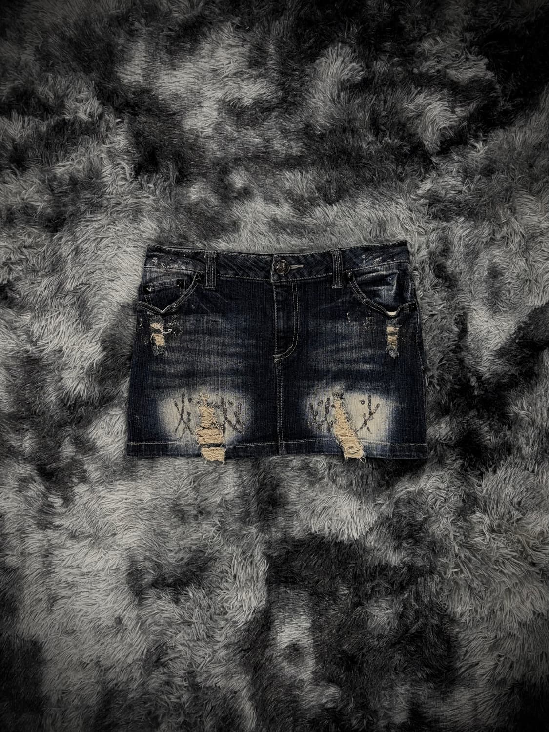 디스트로이드 워싱 글리터 데님 숏스커트 상품이미지1