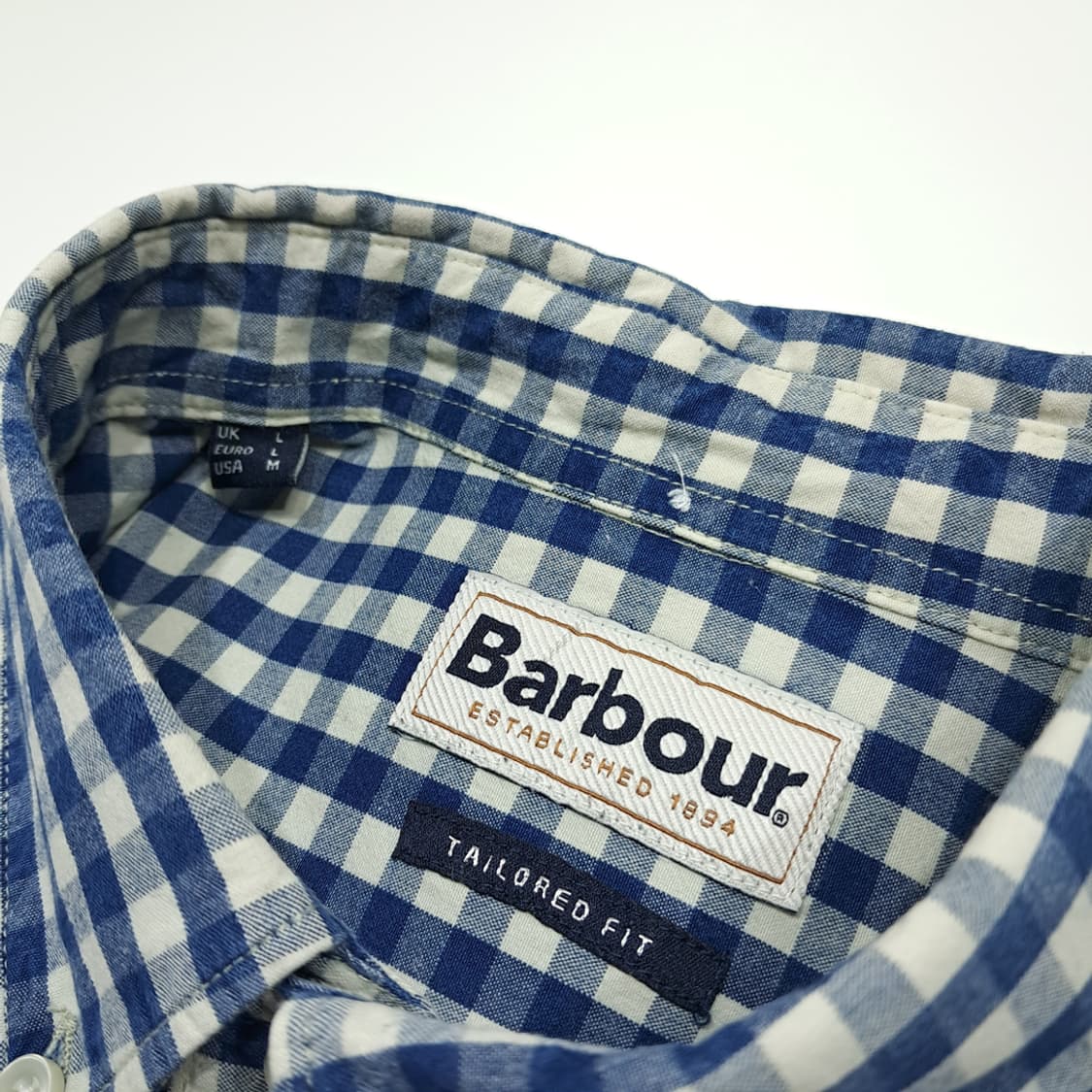 CL495 L 바버 코튼 버튼다운 네이비 깅엄체크 셔츠 남방 상품이미지3