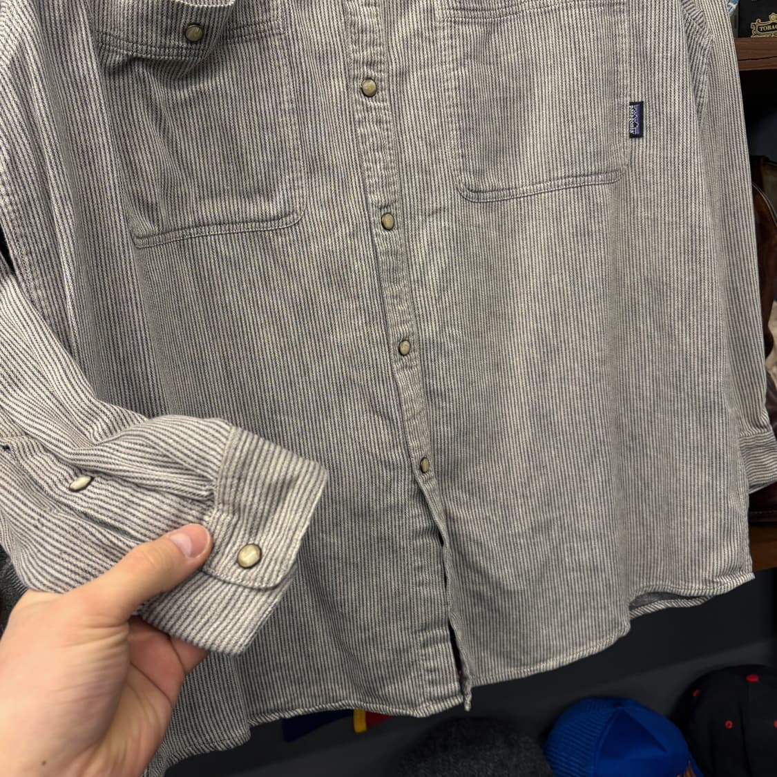 90s 파타고니아 오가닉 코튼 스트라이프 워크셔츠 N177 상품이미지4