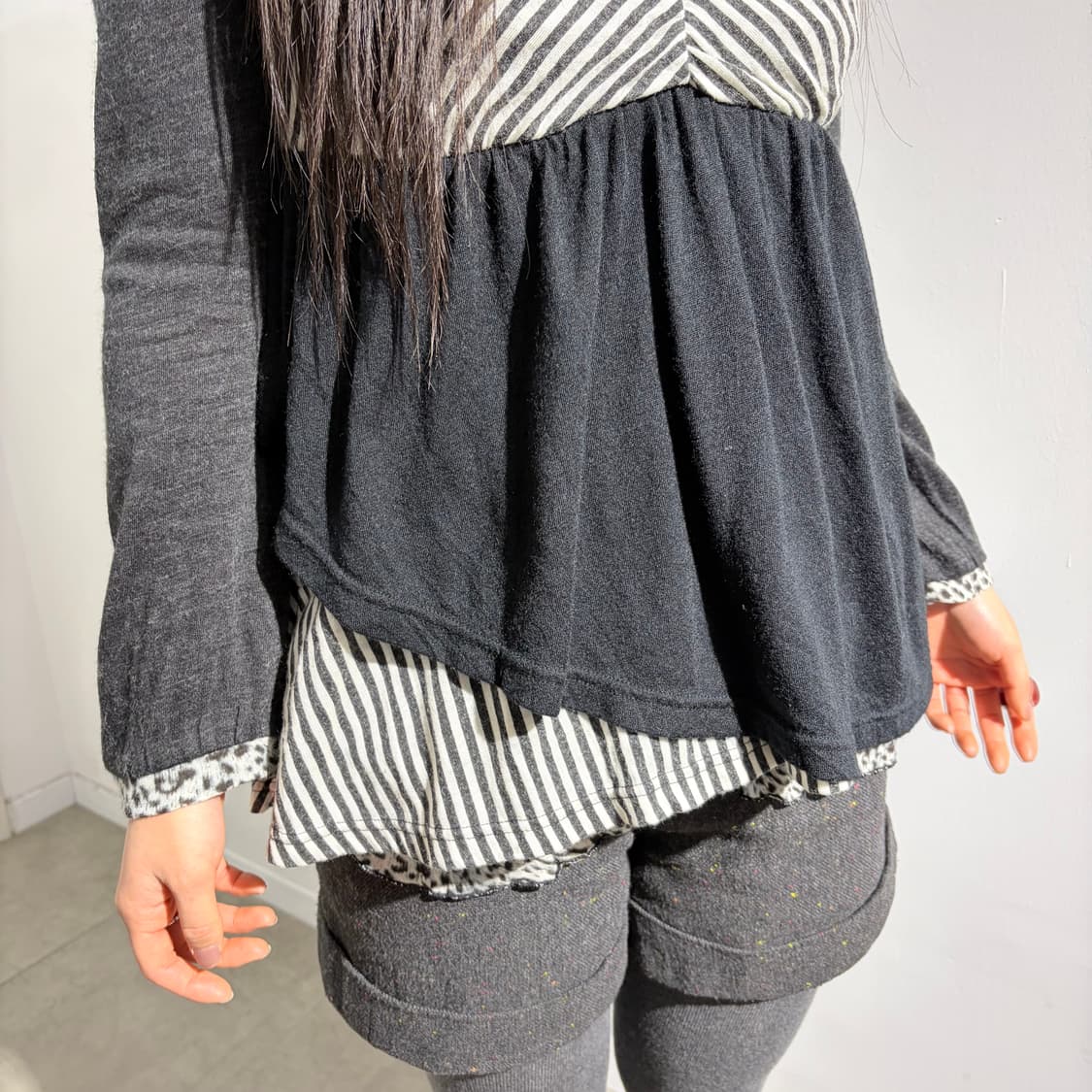 스트라이프 레이어드 갸루 나시 티셔츠 상품이미지3