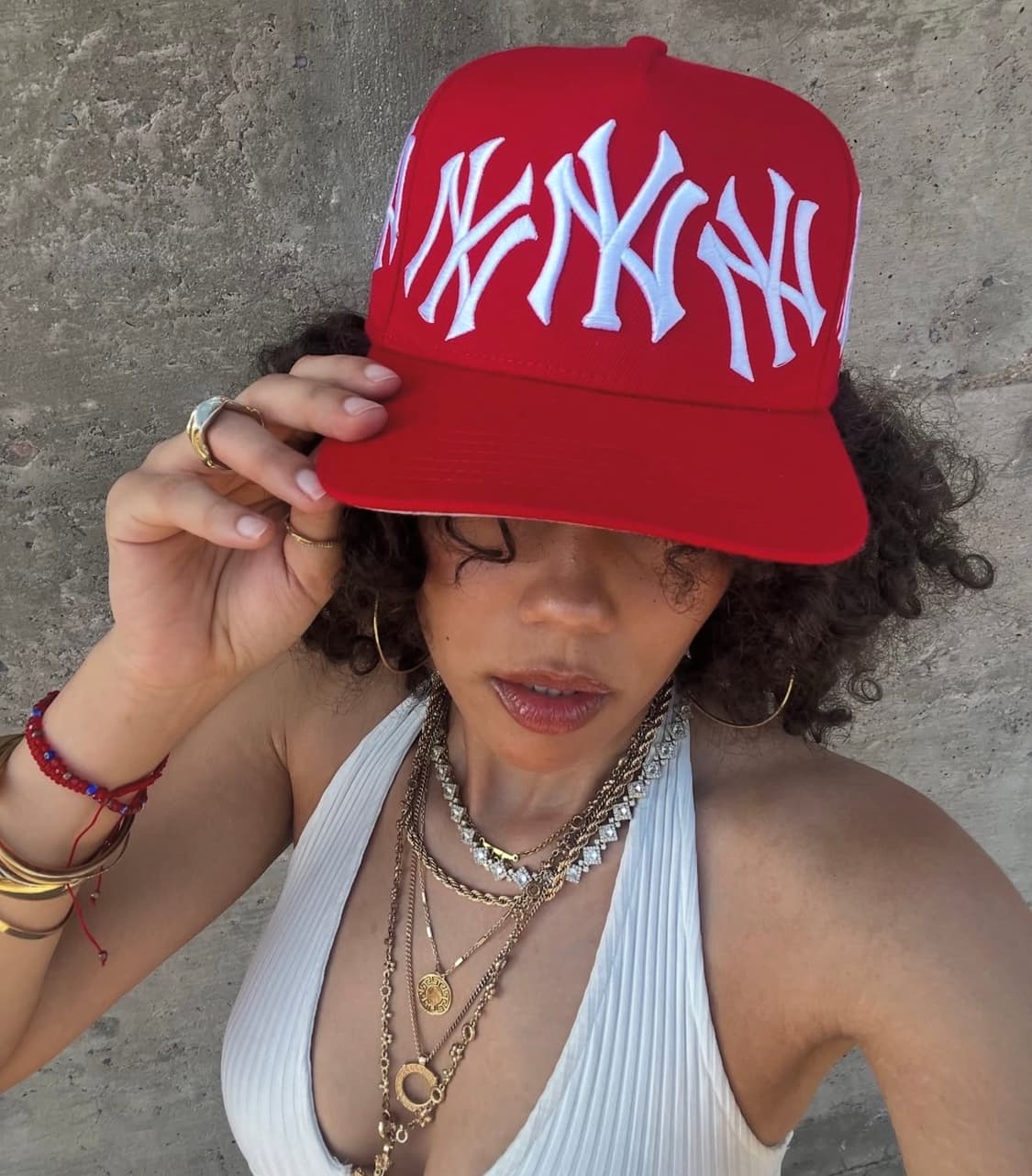 FELICITY WORLDWIDE 뉴욕 양키스 스냅백 레드 모자 상품이미지7