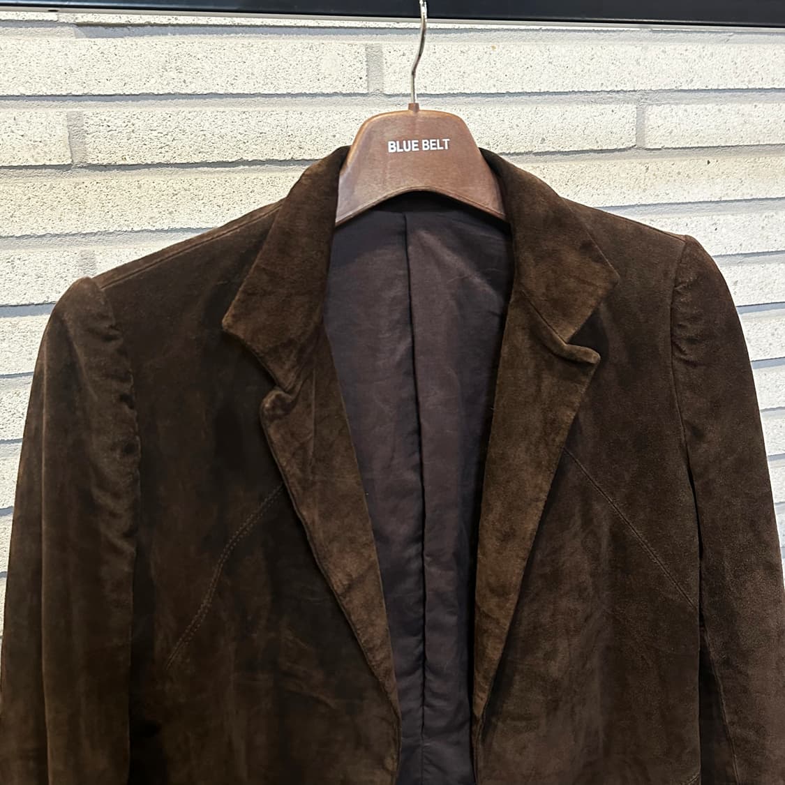 JPN VINTAGE 스웨이드 레더 블레이저 자켓 노버튼 디테일 브라운 상품이미지4