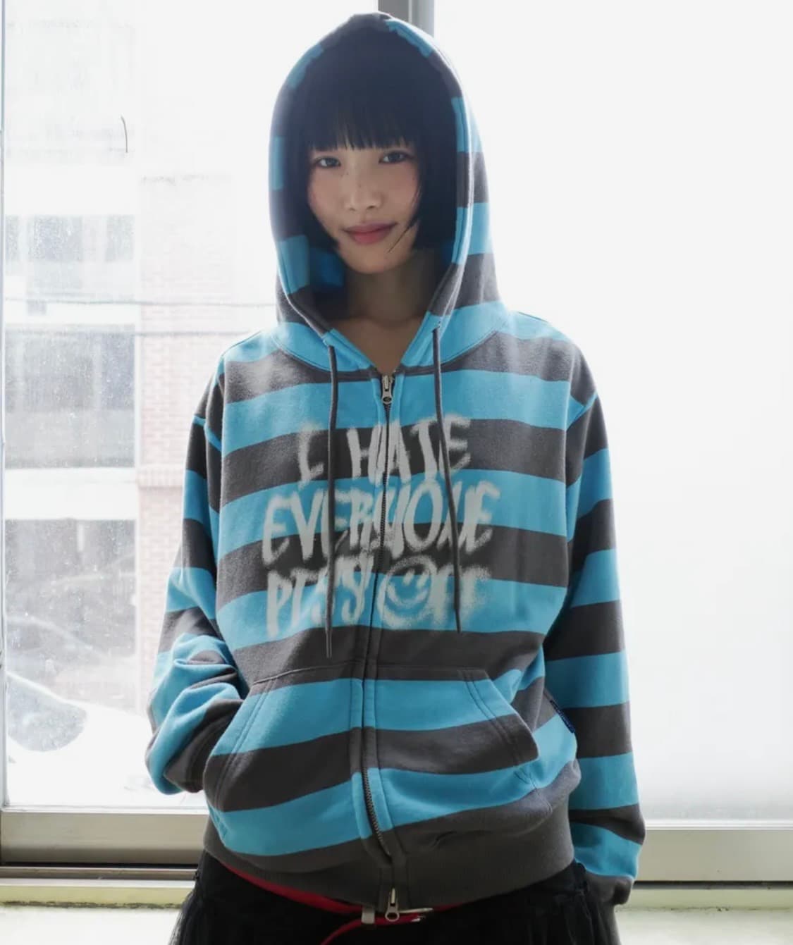 이스트쿤스트 스트라이프 후드집업 블루 상품이미지1