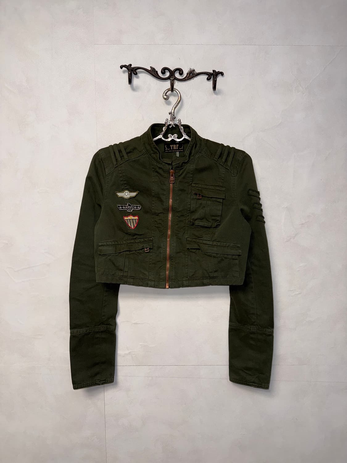 Khaki crop military cotton jacket  상품이미지1
