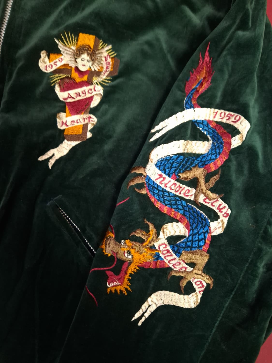 80's 일본판 오리지날 니콜클럽 벨벳 수베니어 리버서블 스카쟌 상품이미지4