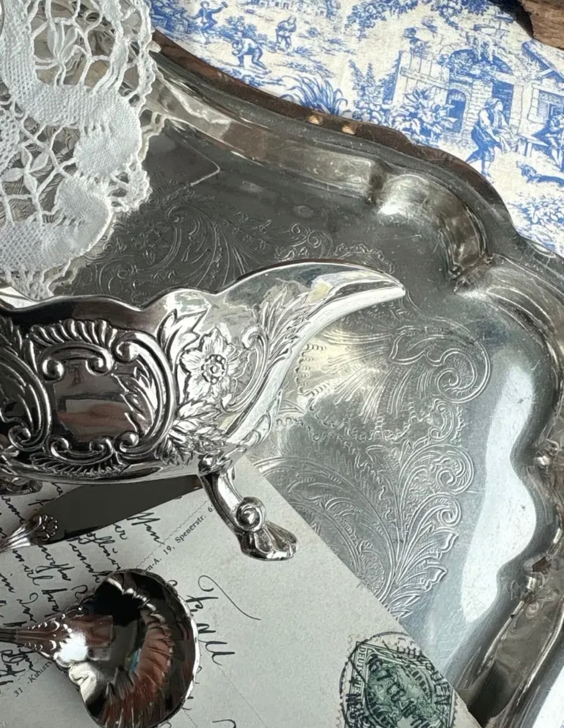 앤틱 실버플레이트 욕조모양 크리머 슈가볼세트 상품이미지7