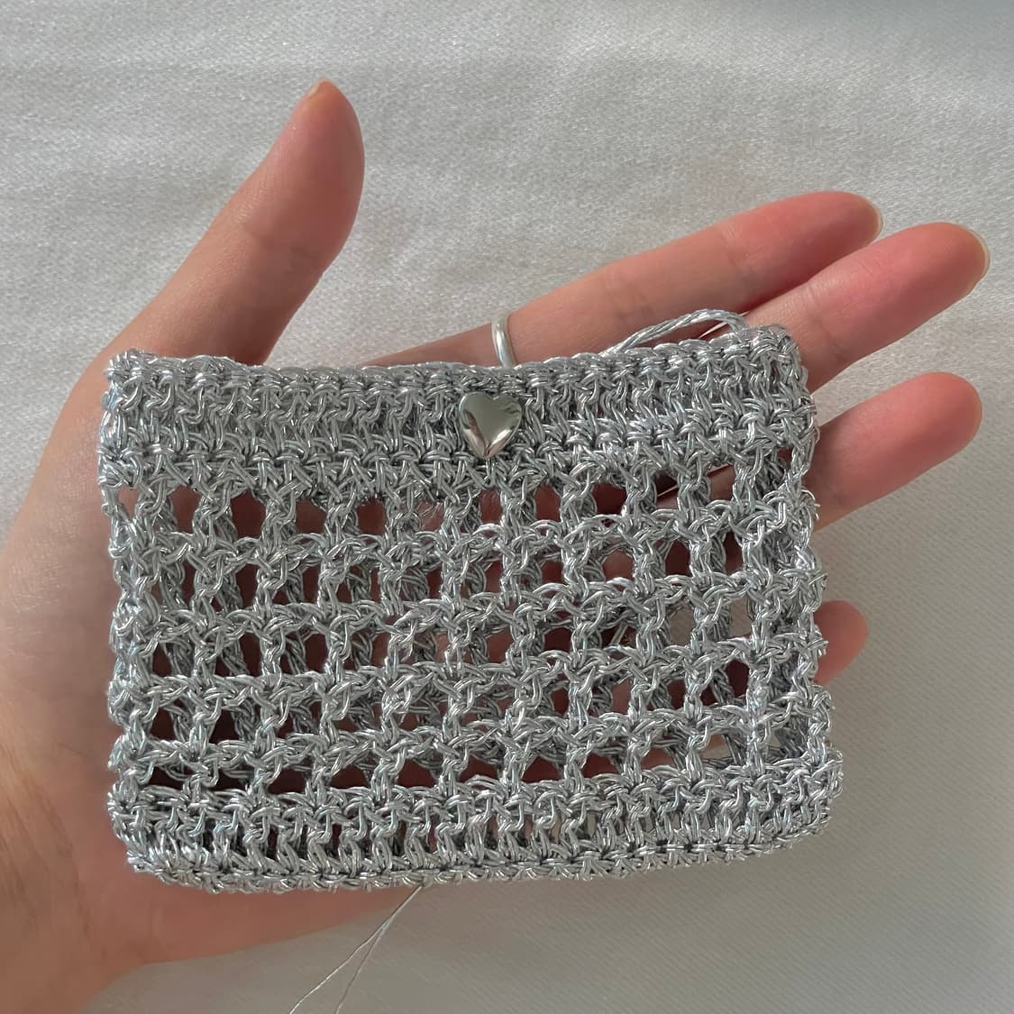 Handmade 뜨개 실버 네트 카드지갑 상품이미지3