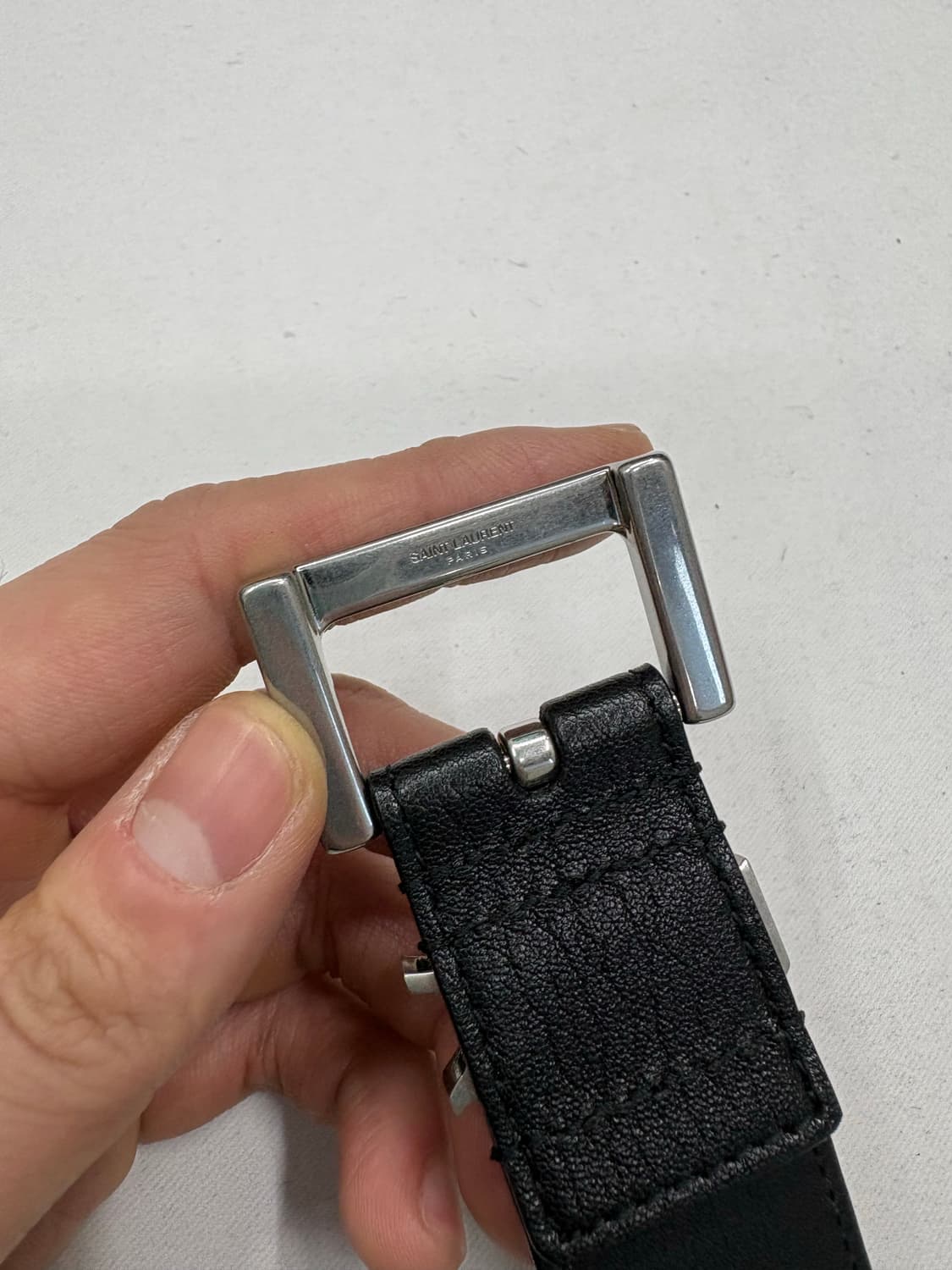 생로랑 YSL 실버 로고 블랙 레더 벨트 상품이미지6